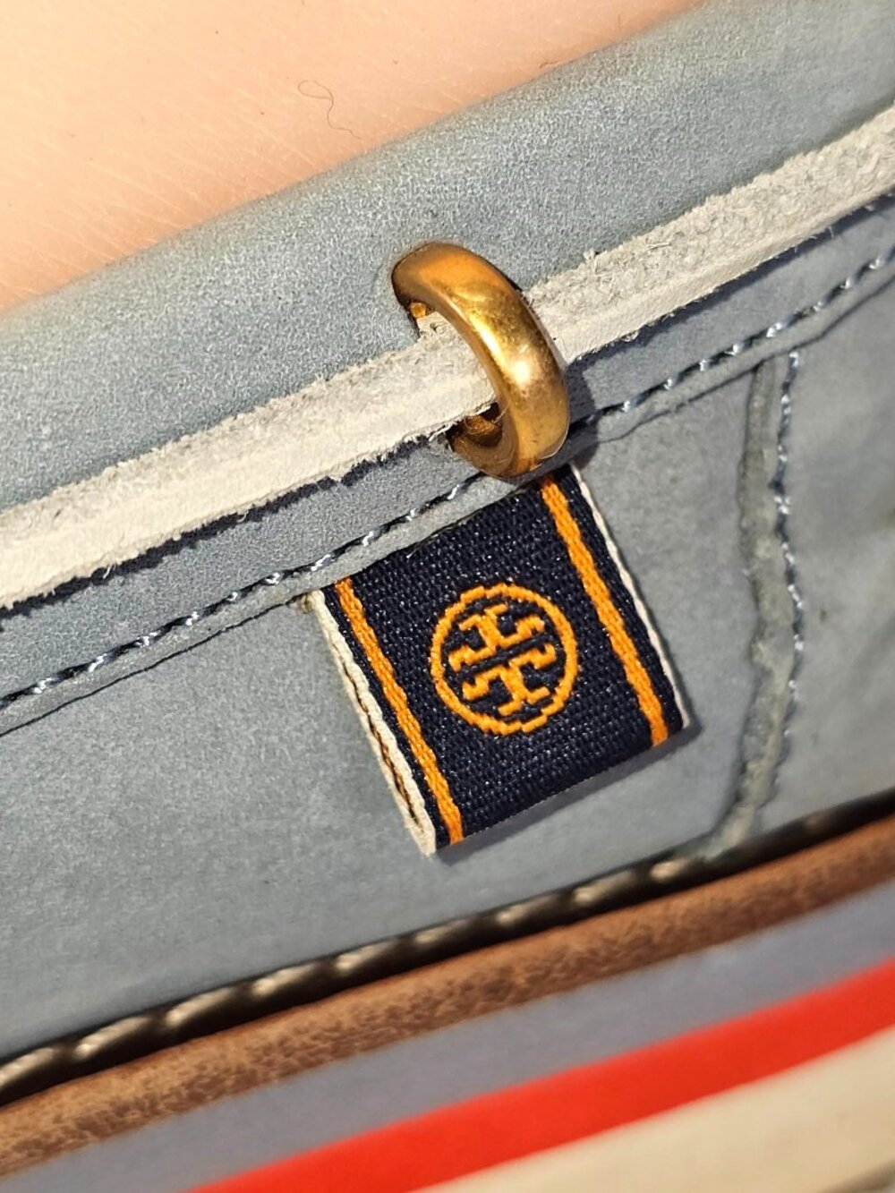 Tory Burch Women's Blue Nubuck Leather Joey Platform Boat Shoes Size 8 241 - Picture 9 of 16